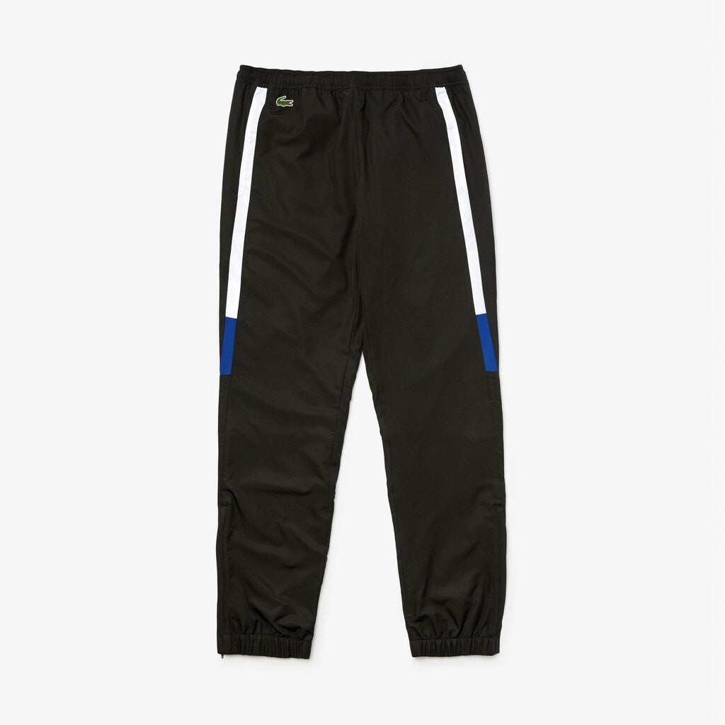 Mens   SPORT Lightweight Color-Block Track Pants | Lacoste Black / White / Blue / Black • Puc