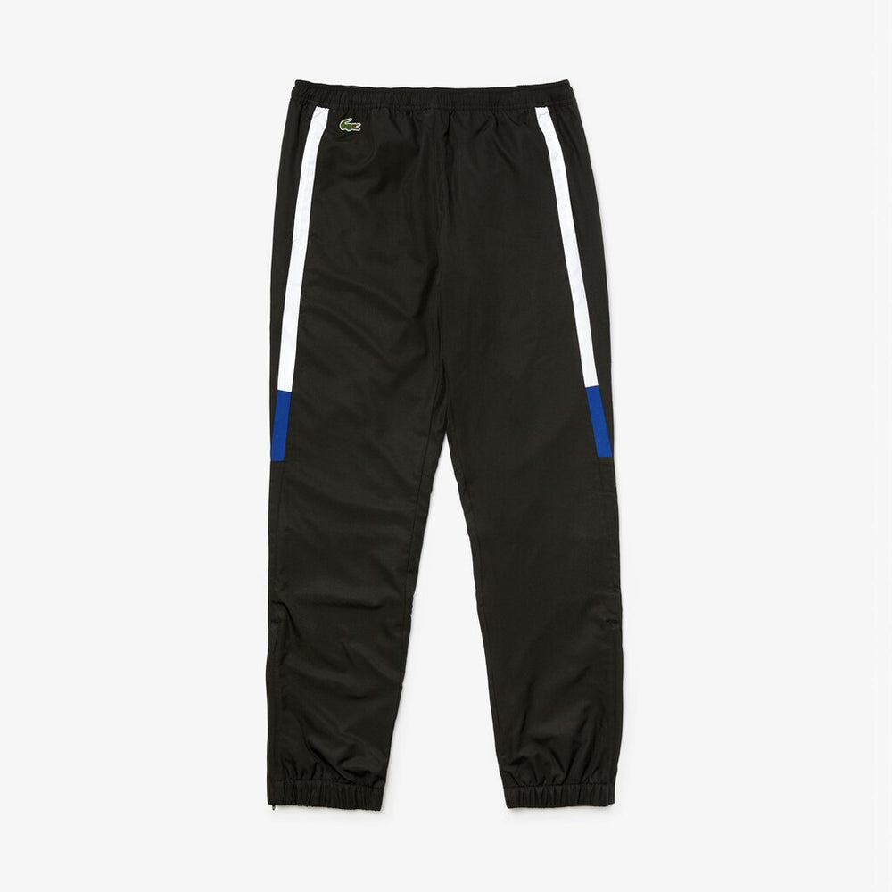 Mens   SPORT Lightweight Color-Block Track Pants | Lacoste Black / White / Blue / Black • Puc
