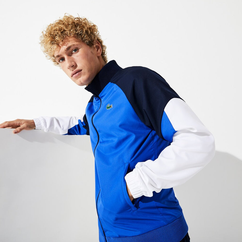 Mens   SPORT Colorblock Jersey-Lined Tracksuit | Lacoste Blue / Navy Blue / White • Yew