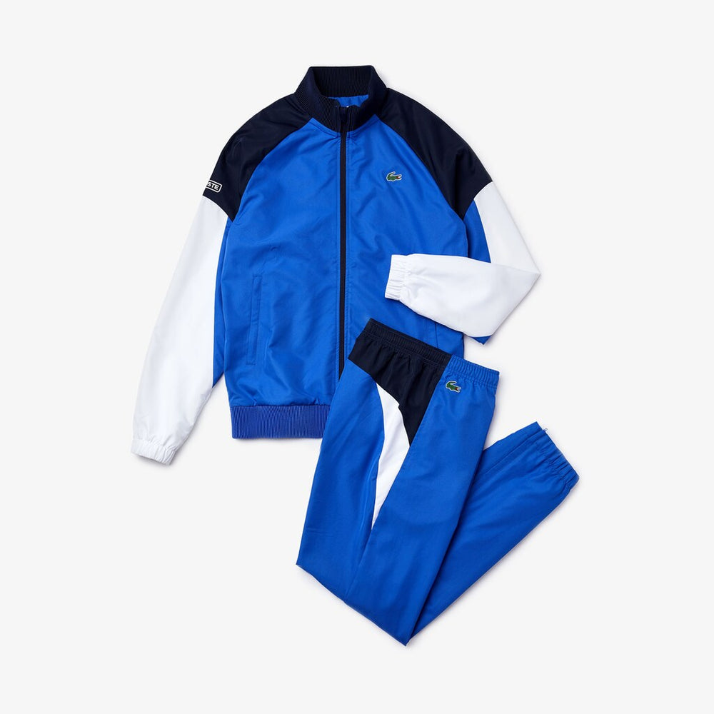 Mens   SPORT Colorblock Jersey-Lined Tracksuit | Lacoste Blue / Navy Blue / White • Yew