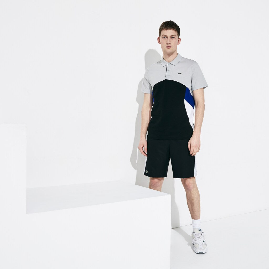 Mens   SPORT Colorblock Performance Polo | Lacoste Light Grey / Black / White / Blue • Rw4