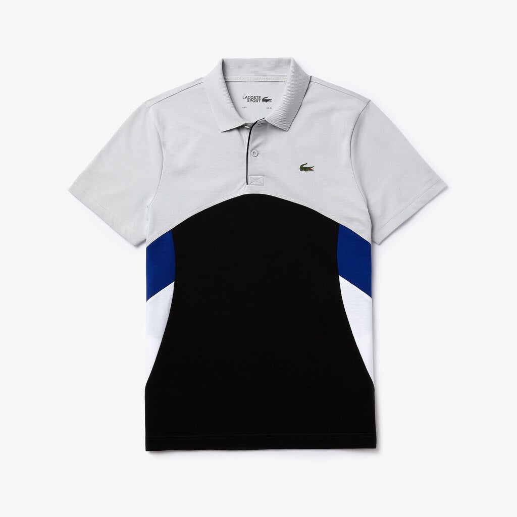 Mens   SPORT Colorblock Performance Polo | Lacoste Light Grey / Black / White / Blue • Rw4