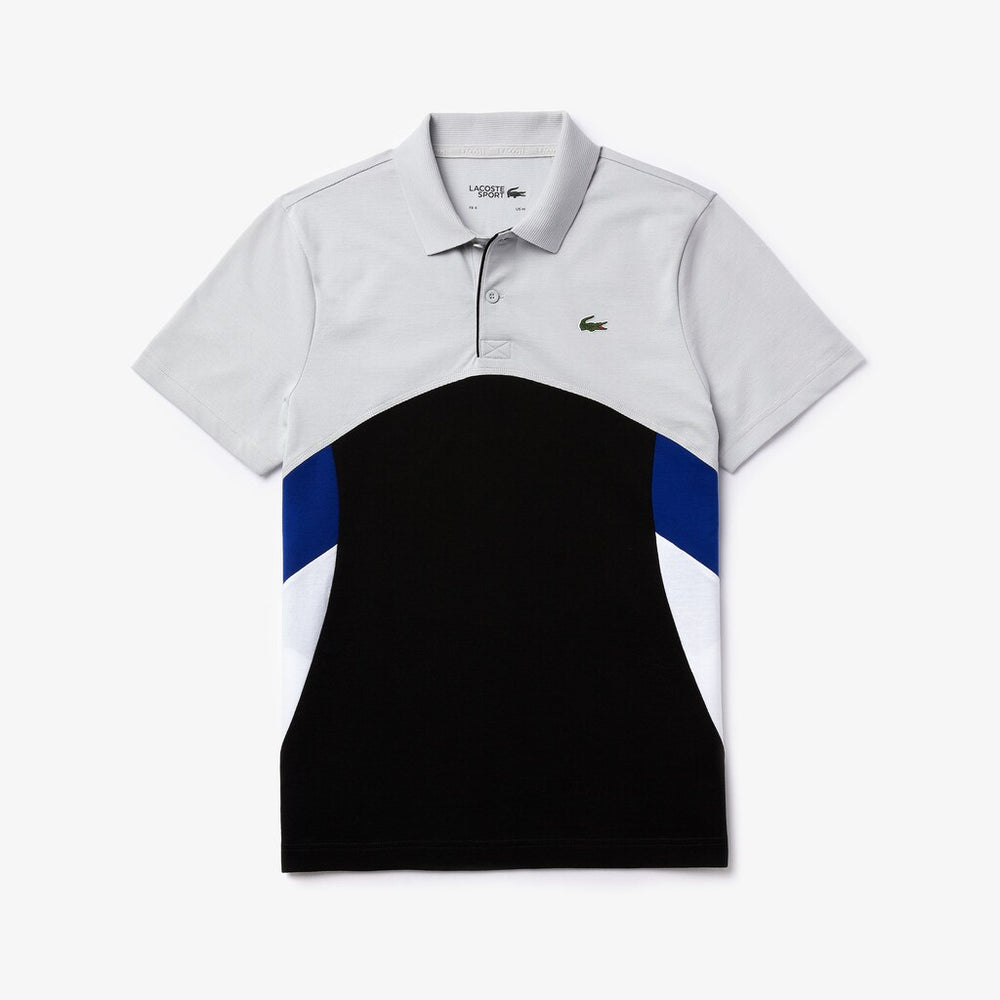 Mens   SPORT Colorblock Performance Polo | Lacoste Light Grey / Black / White / Blue • Rw4