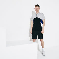 Mens   SPORT Colorblock Performance Polo | Lacoste Light Grey / Black / White / Blue • Rw4
