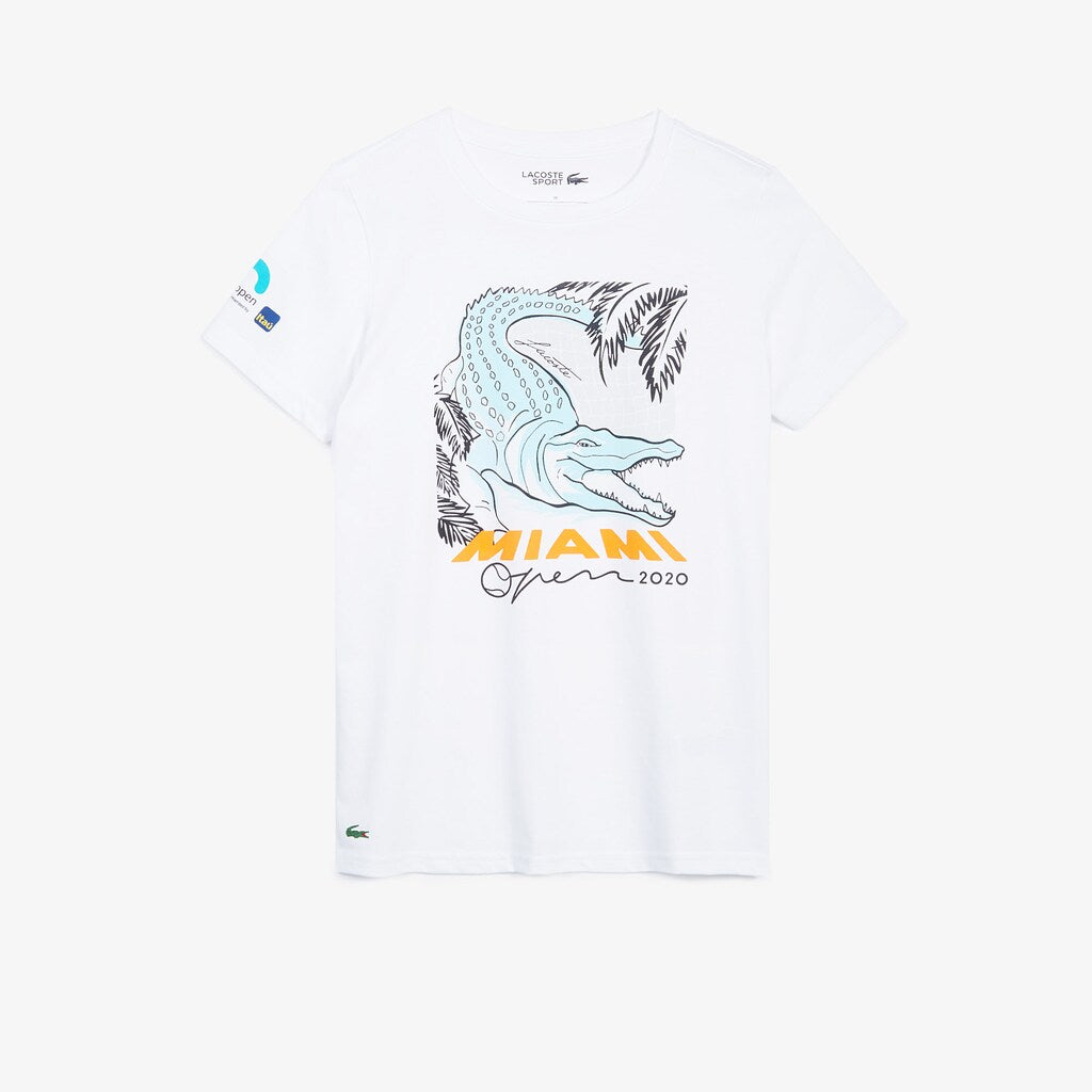 Womens Wo  SPORT Miami Open Crocodile Print T-shirt | Lacoste White • 001
