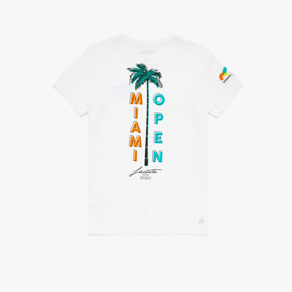 Womens Wo  SPORT Miami Open Palm Tree Print T-shirt | Lacoste White • 001