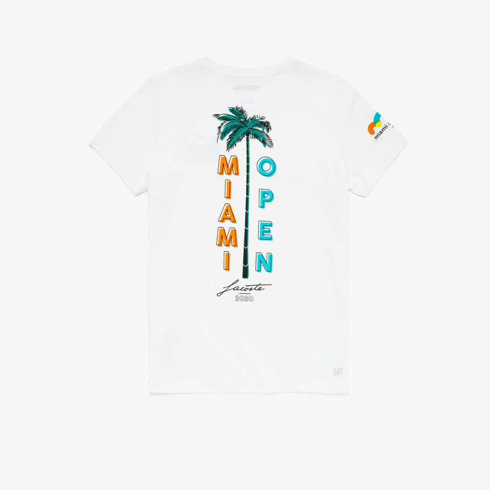 Womens Wo  SPORT Miami Open Palm Tree Print T-shirt | Lacoste White • 001