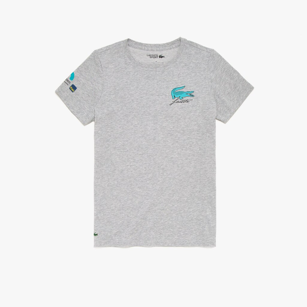 Womens Wo  SPORT Miami Open Palm Tree Print T-shirt | Lacoste Grey Chine • Cca