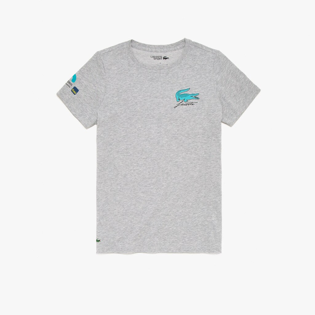 Womens Wo  SPORT Miami Open Palm Tree Print T-shirt | Lacoste Grey Chine • Cca