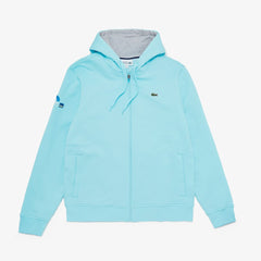 Mens   SPORT Miami Open Fleece Hoodie | Lacoste Turquoise / Grey Chine • J84