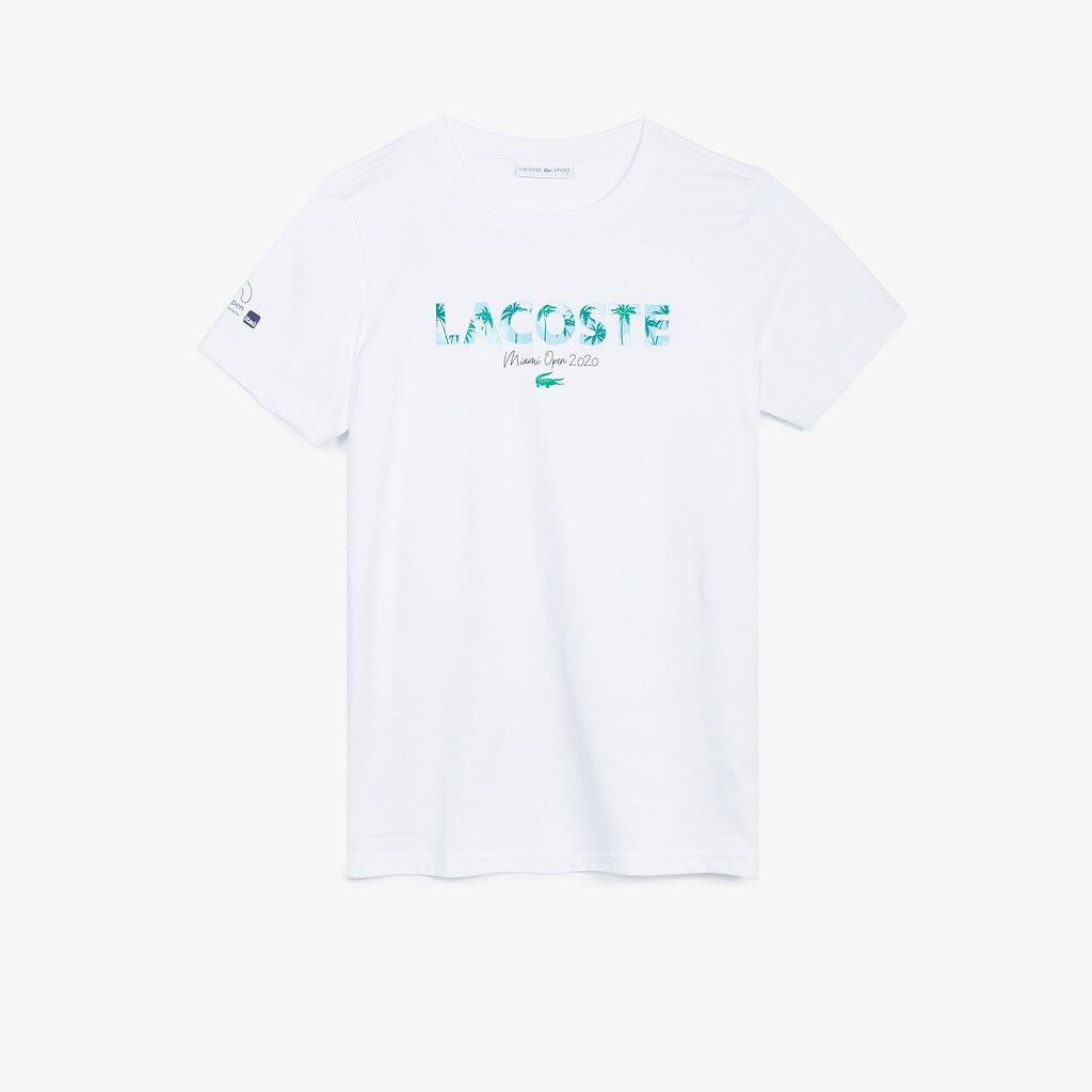 Womens Wo  SPORT Miami Open Print Breathable T-shirt | Lacoste White / Navy Blue • 522