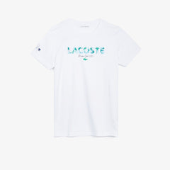 Womens Wo  SPORT Miami Open Print Breathable T-shirt | Lacoste White / Navy Blue • 522