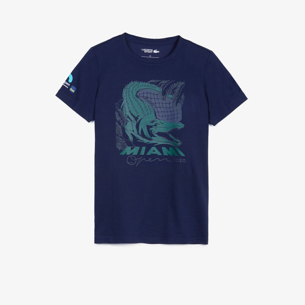 Womens Wo  SPORT Miami Open Crocodile Print T-shirt | Lacoste Navy Blue • 166