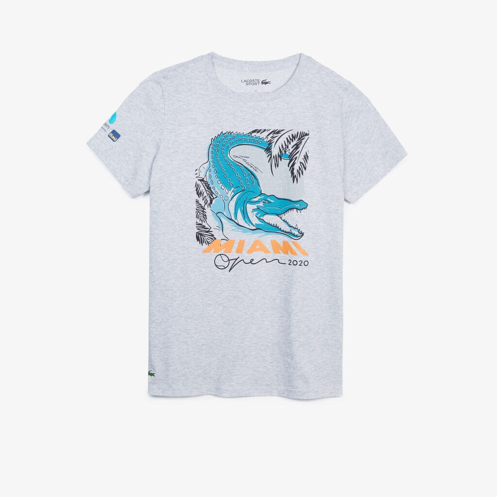 Womens Wo  SPORT Miami Open Crocodile Print T-shirt | Lacoste Grey Chine • Cca