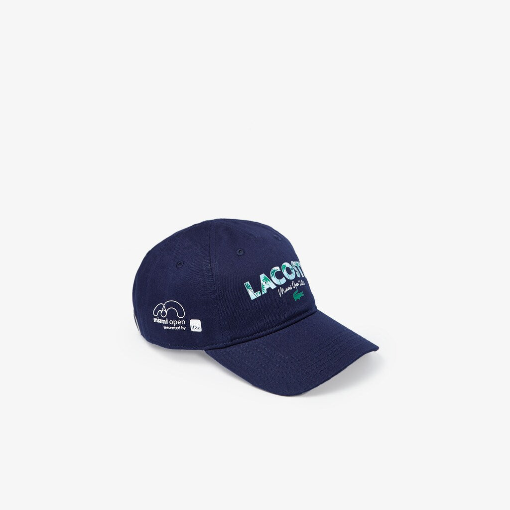 Mens   SPORT Miami Open Print Cotton Cap | Lacoste Navy Blue / White • 525