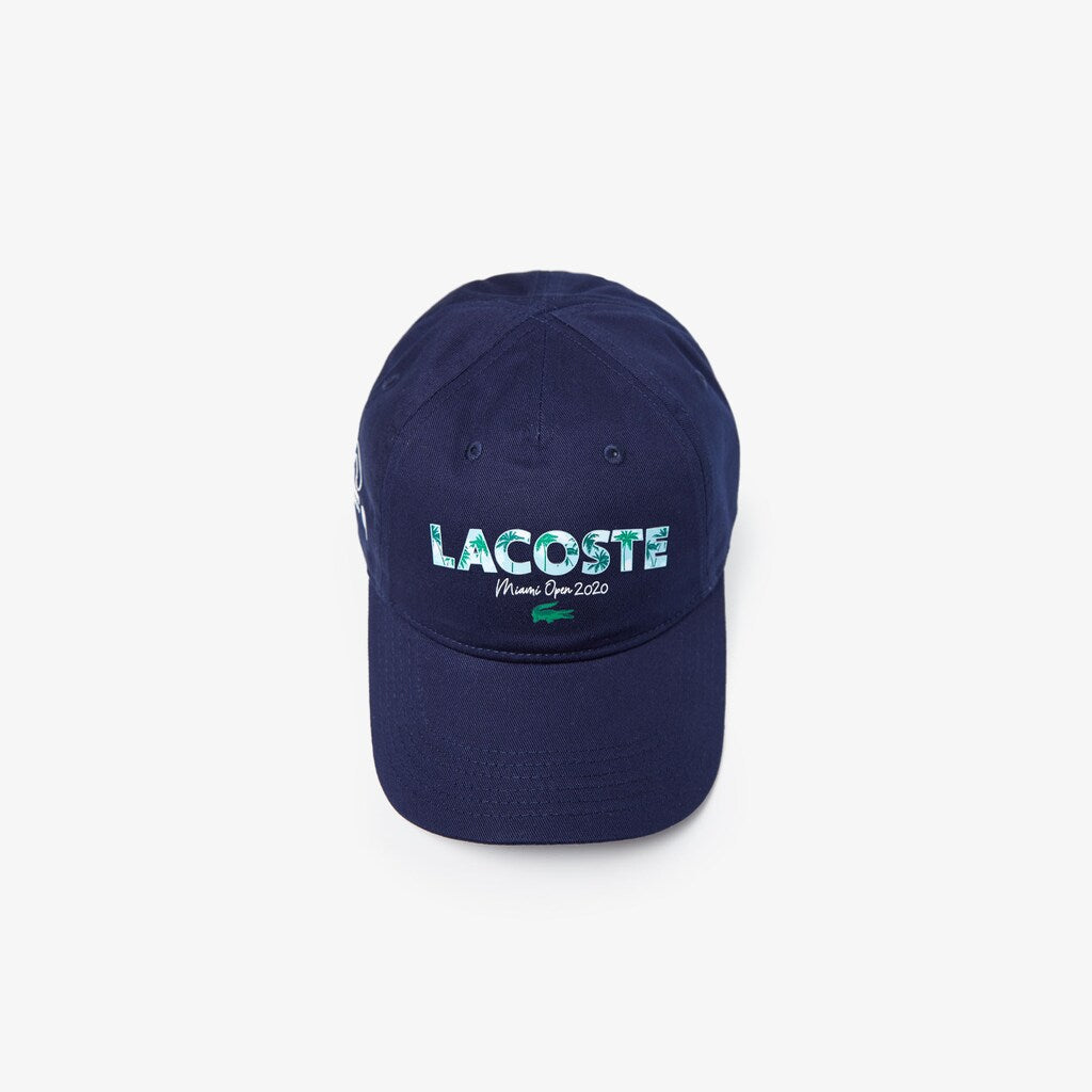 Mens   SPORT Miami Open Print Cotton Cap | Lacoste Navy Blue / White • 525