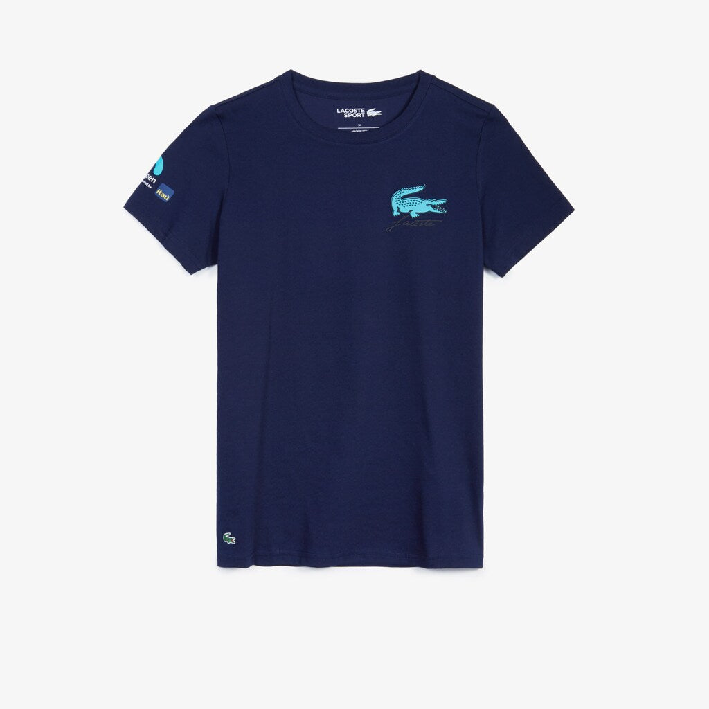 Womens Wo  SPORT Miami Open Palm Tree Print T-shirt | Lacoste Navy Blue • 166