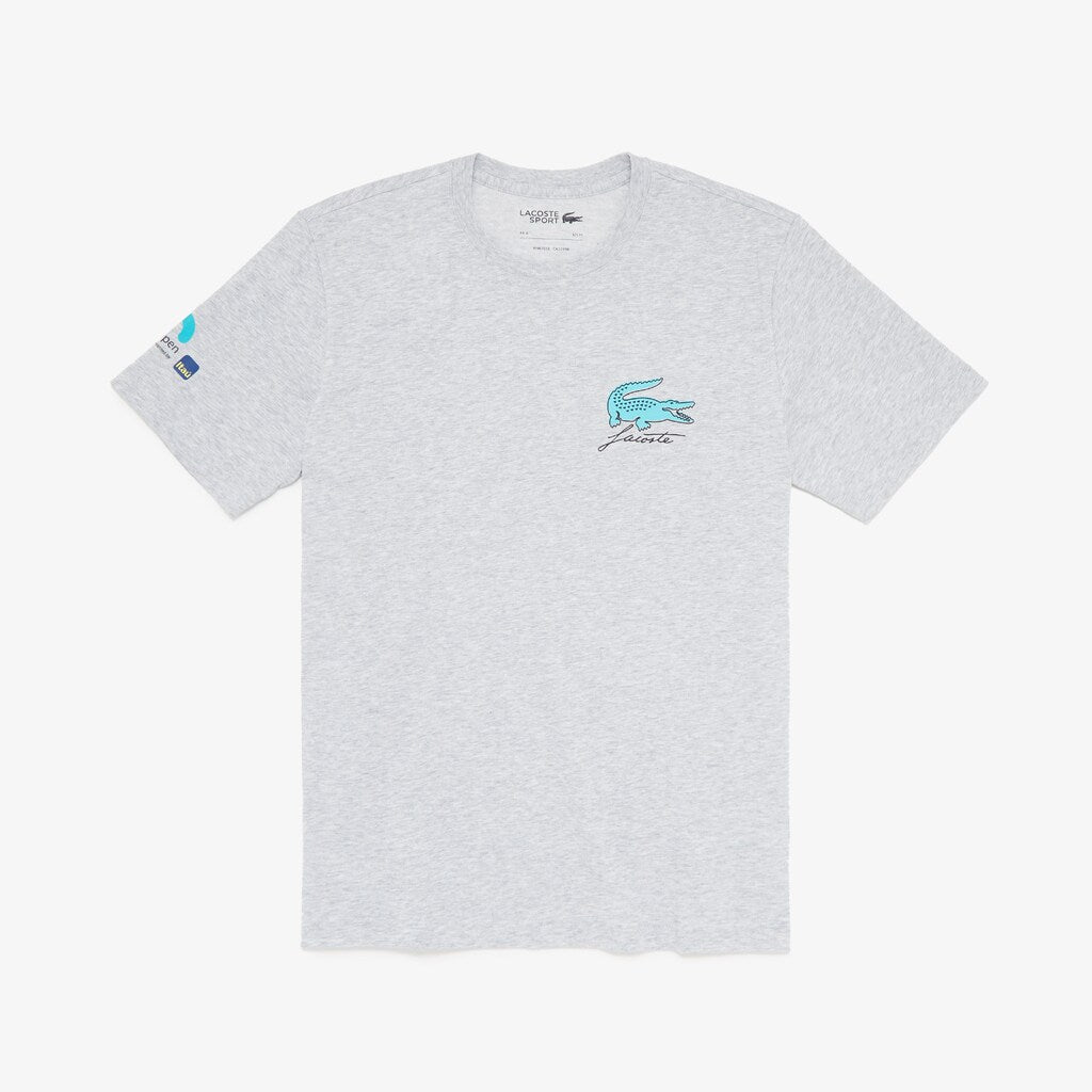 Mens   SPORT Miami Open Crew Neck Graphic Tee | Lacoste Grey Chine • Cca