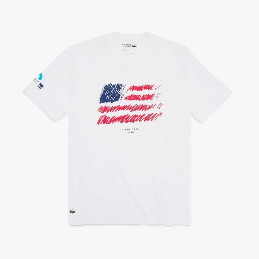 Mens   SPORT Miami Open Flag Print T-shirt | Lacoste White • 001