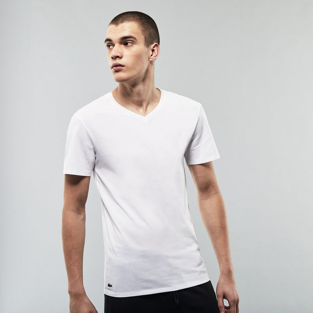 Mens   3 Pack of Plain T-Shirts | Lacoste White • 001