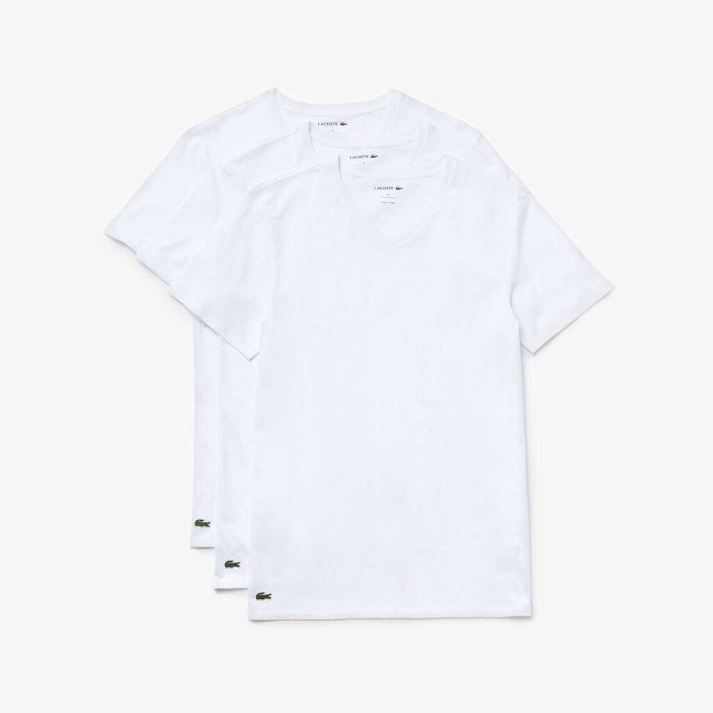 Mens   3 Pack of Plain T-Shirts | Lacoste White • 001