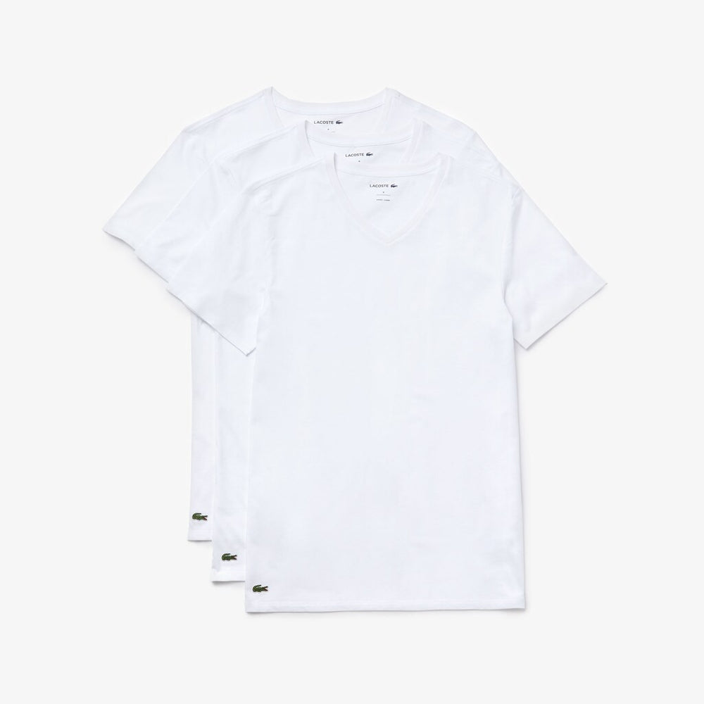 Mens   3 Pack of Plain T-Shirts | Lacoste White • 001