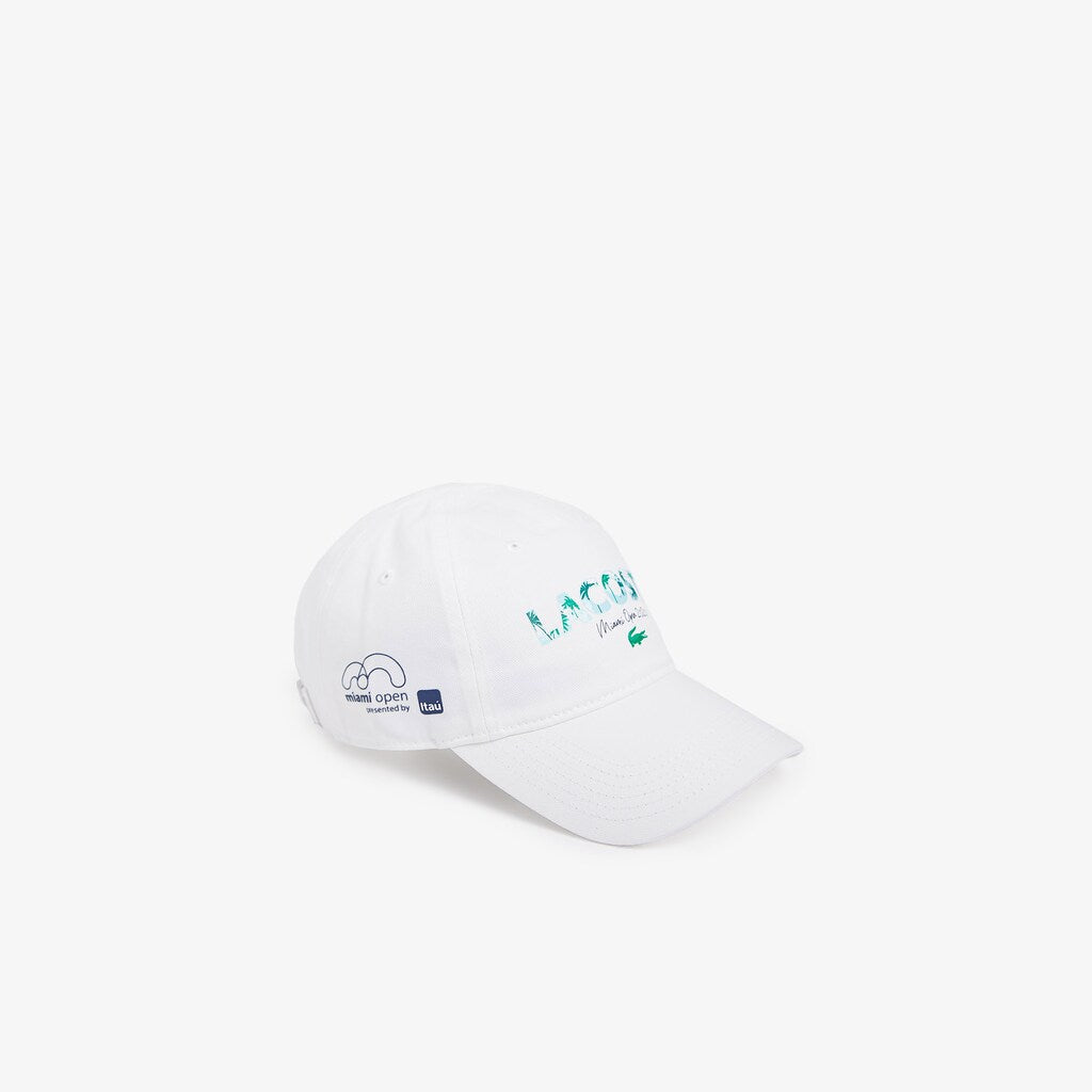 Mens   SPORT Miami Open Print Cotton Cap | Lacoste White / Navy Blue • 522