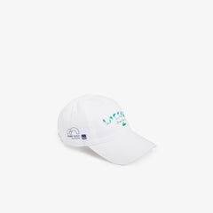 Mens   SPORT Miami Open Print Cotton Cap | Lacoste White / Navy Blue • 522