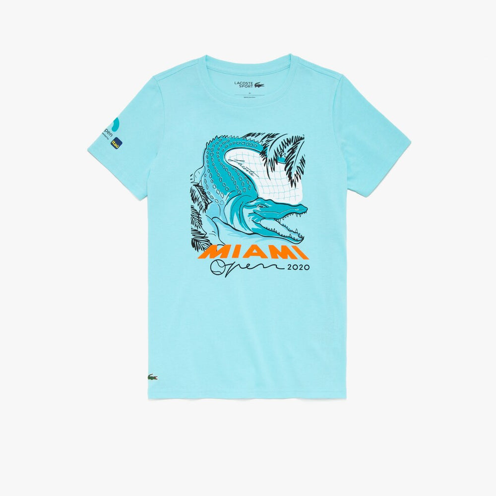 Womens Wo  SPORT Miami Open Crocodile Print T-shirt | Lacoste Turquoise • 3A3