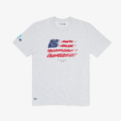 Mens   SPORT Miami Open Flag Print T-shirt | Lacoste Grey Chine • Cca