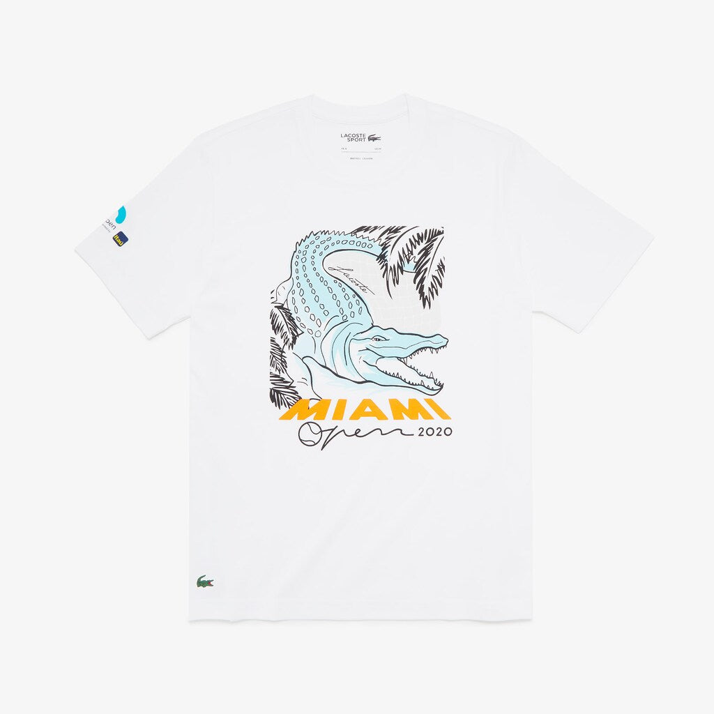Mens   SPORT Miami Open Crocodile Print T-shirt | Lacoste White • 001