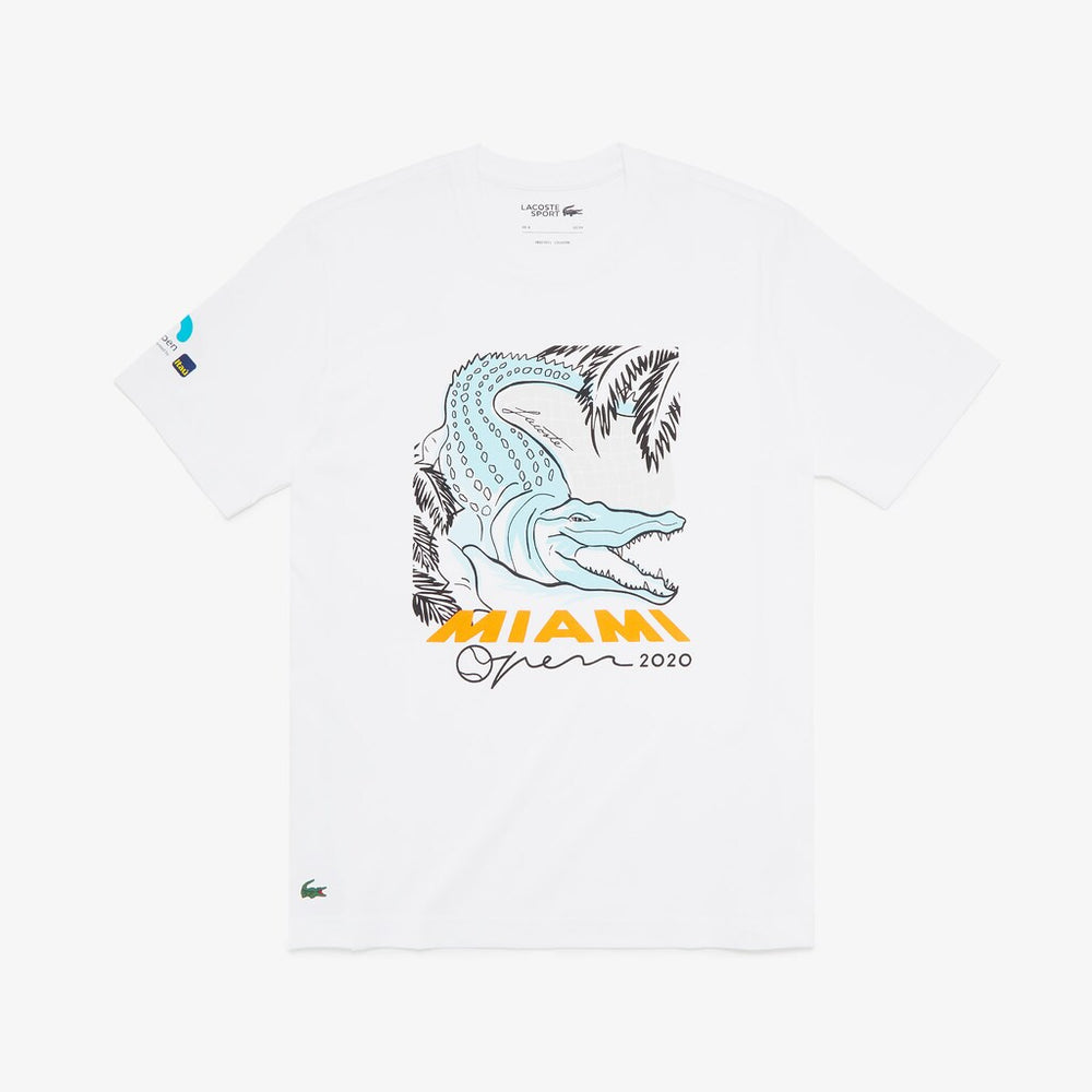 Mens   SPORT Miami Open Crocodile Print T-shirt | Lacoste White • 001