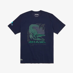 Mens   SPORT Miami Open Crocodile Print T-shirt | Lacoste Navy Blue • 166