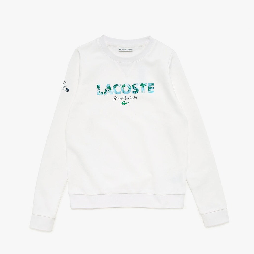 Womens Wo  SPORT Miami Open Print Fleece Sweatshirt | Lacoste White / Navy Blue • 522