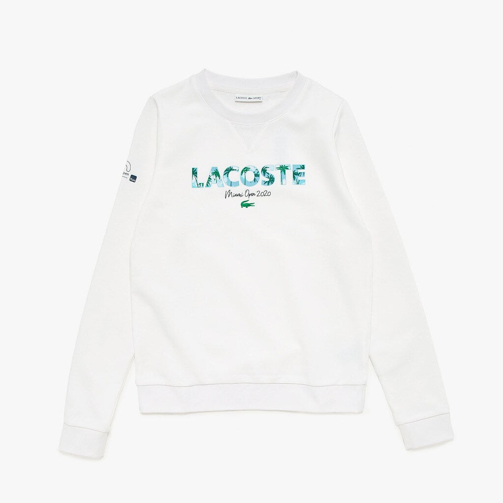 Womens Wo  SPORT Miami Open Print Fleece Sweatshirt | Lacoste White / Navy Blue • 522