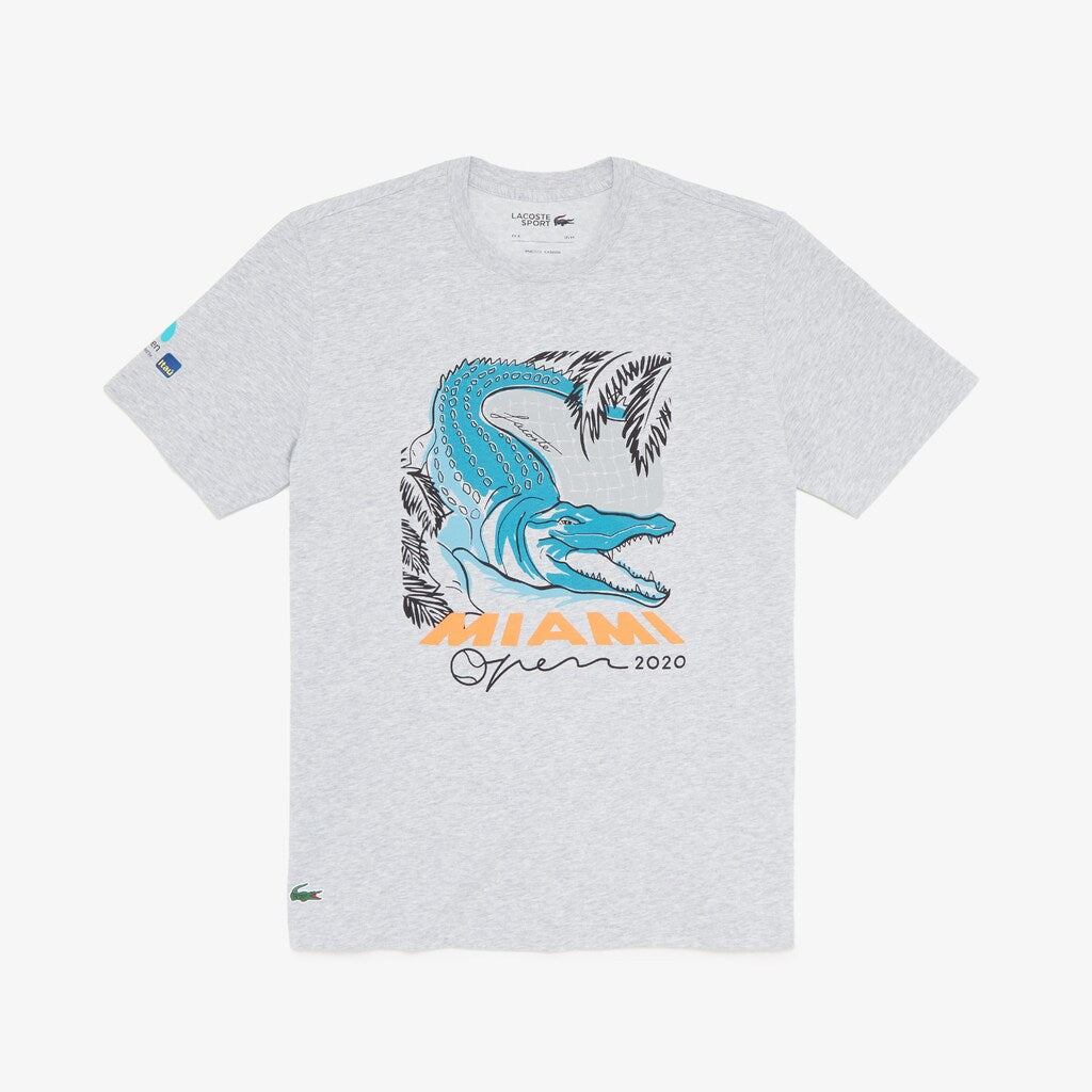 Mens   SPORT Miami Open Crocodile Print T-shirt | Lacoste Grey Chine • Cca