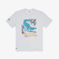 Mens   SPORT Miami Open Crocodile Print T-shirt | Lacoste Grey Chine • Cca