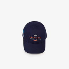 Mens   SPORT Miami Open Cotton Cap | Lacoste Navy Blue / Orange / White • G8F
