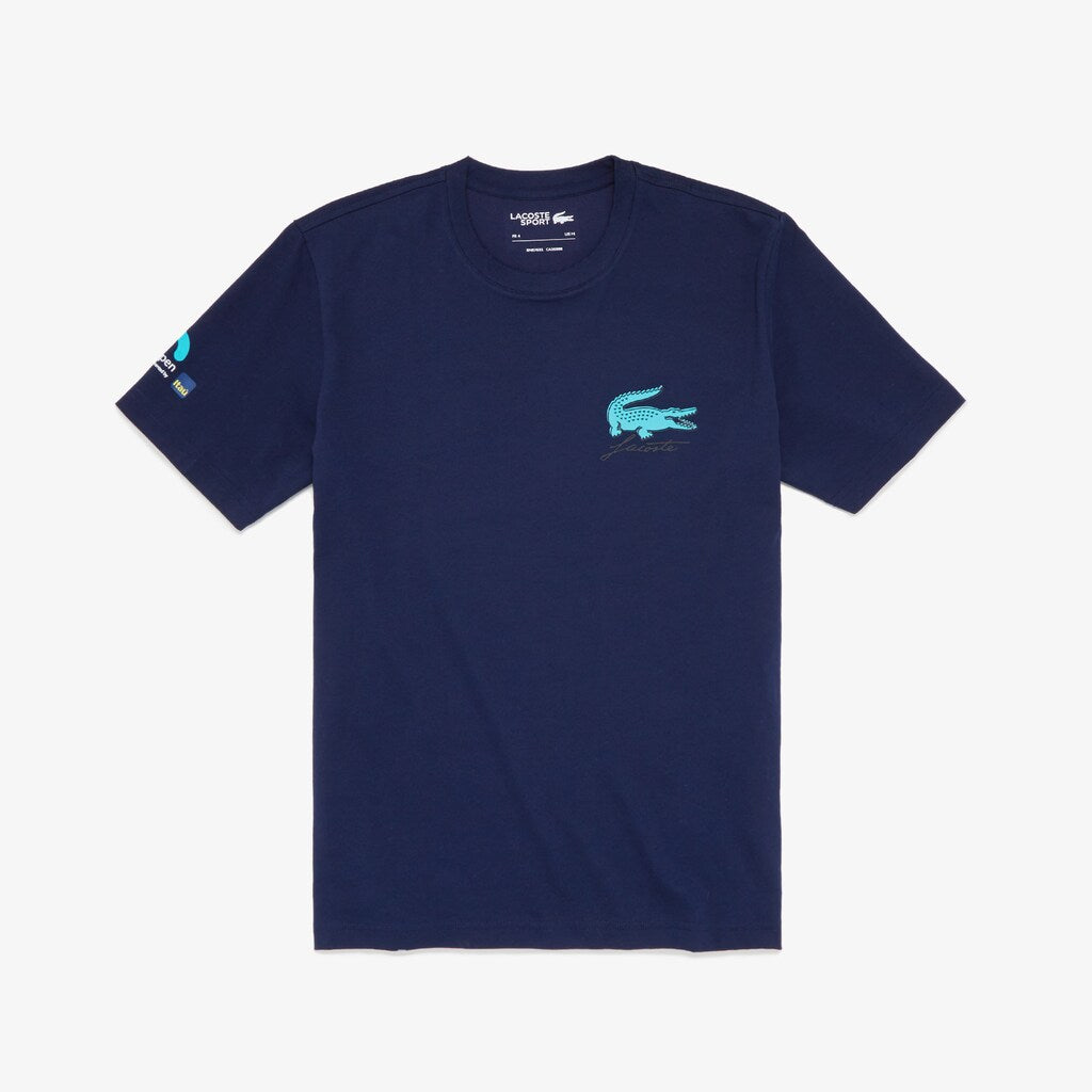 Mens   SPORT Miami Open Crew Neck Graphic Tee | Lacoste Navy Blue • 166