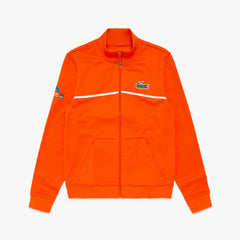 Mens   SPORT Miami Open Resistant Piqué Zip Jacket | Lacoste Orange / White • 2Rz
