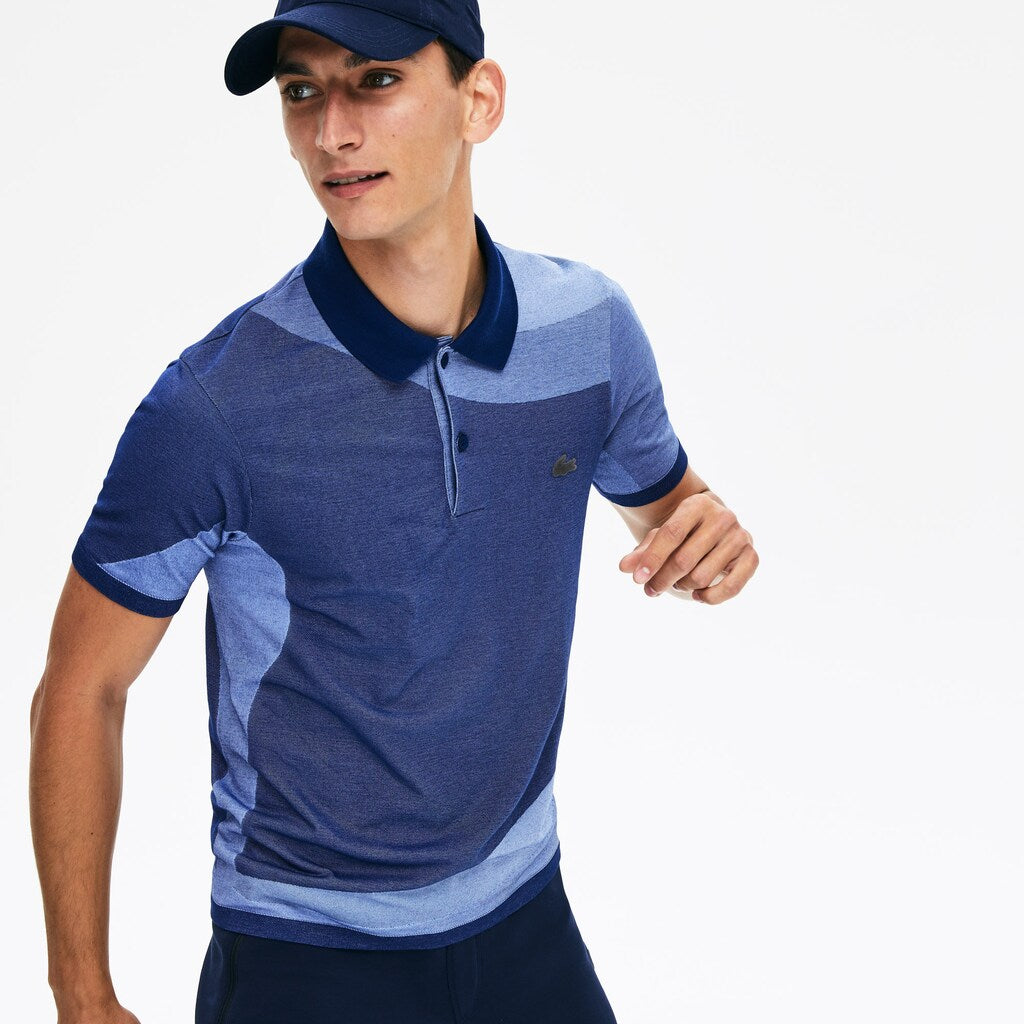 Mens   Motion Ergonomic Polo Shirt | Lacoste Navy Blue / Purple • Nfn