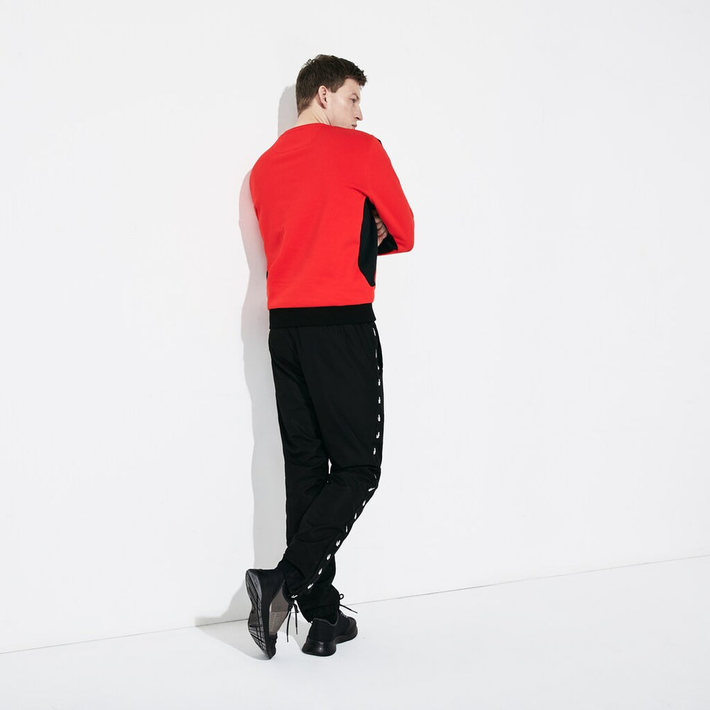 Mens   SPORT Print Bands Lightweight Tracksuit Pants | Lacoste Black • 8Vm