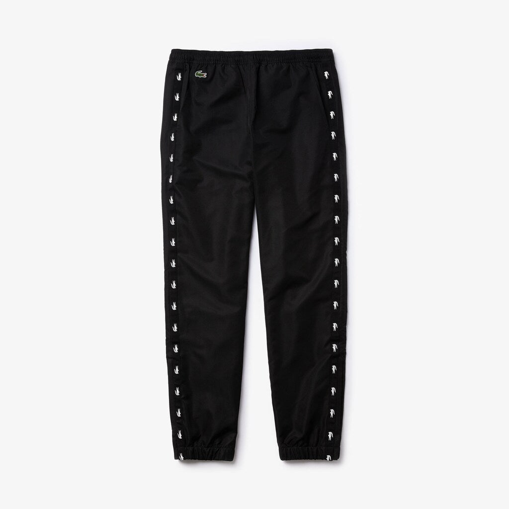 Mens   SPORT Print Bands Lightweight Tracksuit Pants | Lacoste Black • 8Vm