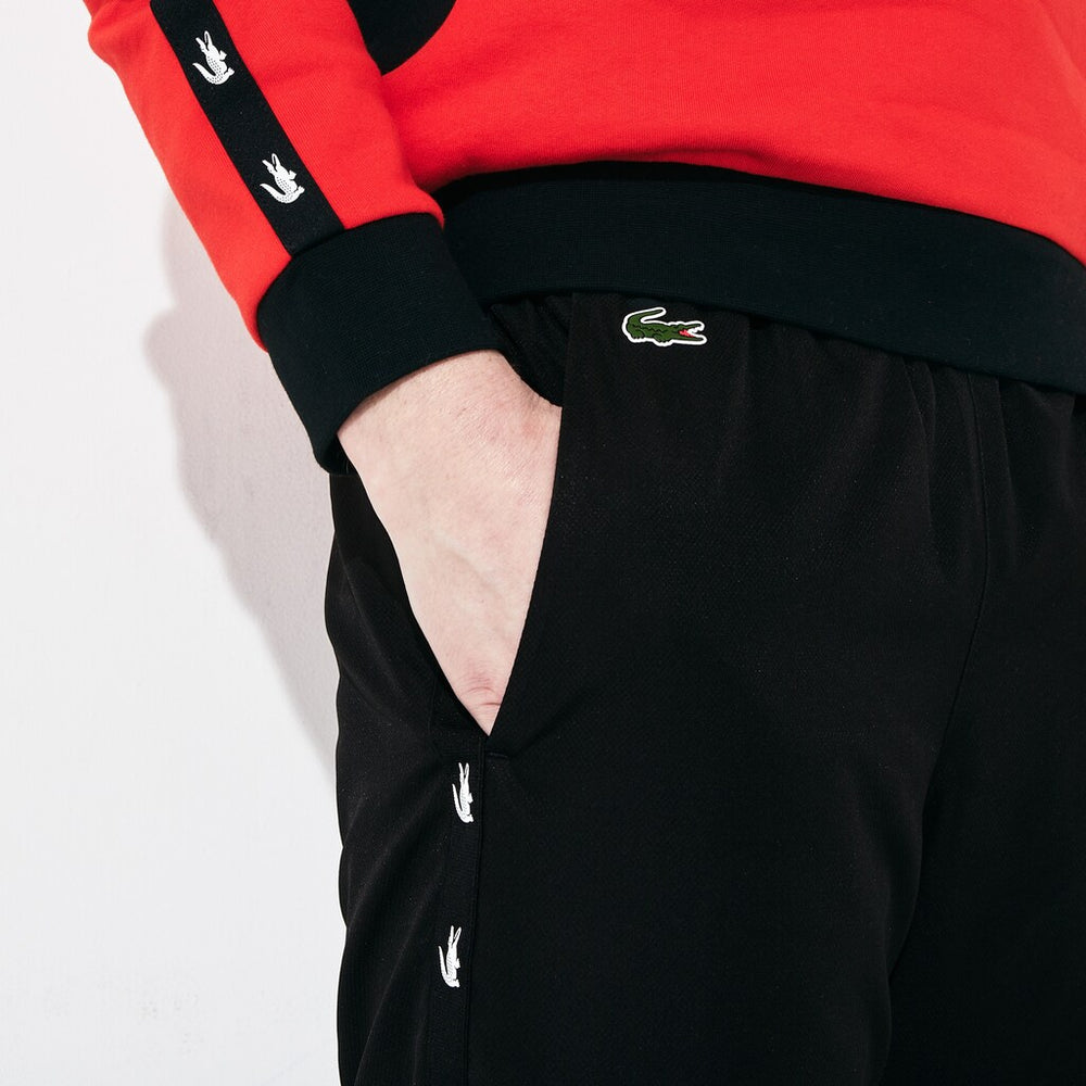 Mens   SPORT Print Bands Lightweight Tracksuit Pants | Lacoste Black • 8Vm