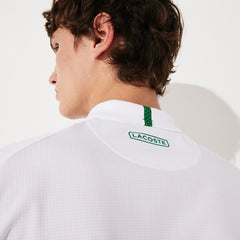 Mens   SPORT Roland Garros Zip-Front Performance Polo Shirt | Lacoste White / Green • Jd8