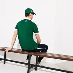 Mens   SPORT Roland Garros Plant-Print Cotton Polo Shirt | Lacoste Green / White / Navy Blue • B0Z
