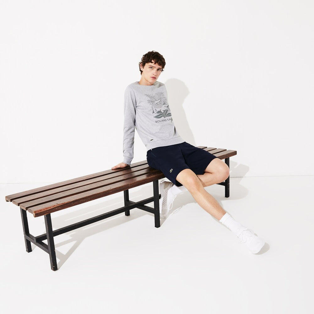 Mens   SPORT Roland Garros Plant Print Sweatshirt | Lacoste Grey Chine / Navy Blue • Mnc