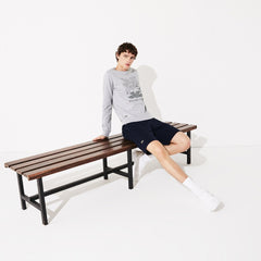 Mens   SPORT Roland Garros Plant Print Sweatshirt | Lacoste Grey Chine / Navy Blue • Mnc