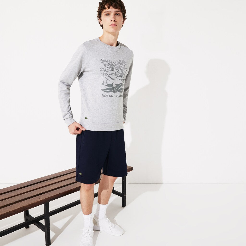 Mens   SPORT Roland Garros Plant Print Sweatshirt | Lacoste Grey Chine / Navy Blue • Mnc