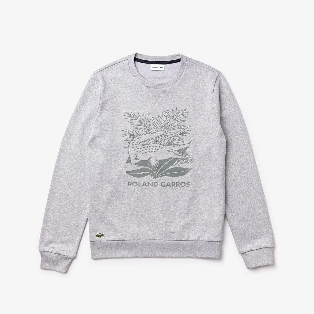 Mens   SPORT Roland Garros Plant Print Sweatshirt | Lacoste Grey Chine / Navy Blue • Mnc